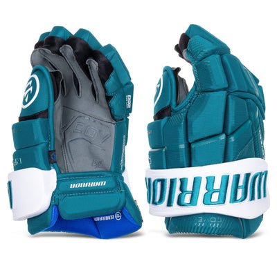 Warrior QR6 Pro Stock Senior Hockey Glove - San Jose Sharks Teal - TheHockeyShop.com