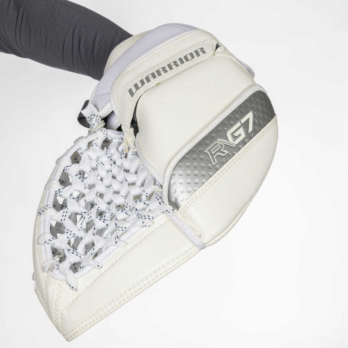 Warrior RTL G7 Pro Stock Senior Goalie Catcher - White / Silver - TheHockeyShop.com