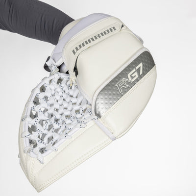 Warrior RTL G7 Pro Stock Senior Goalie Catcher - White / Silver - TheHockeyShop.com