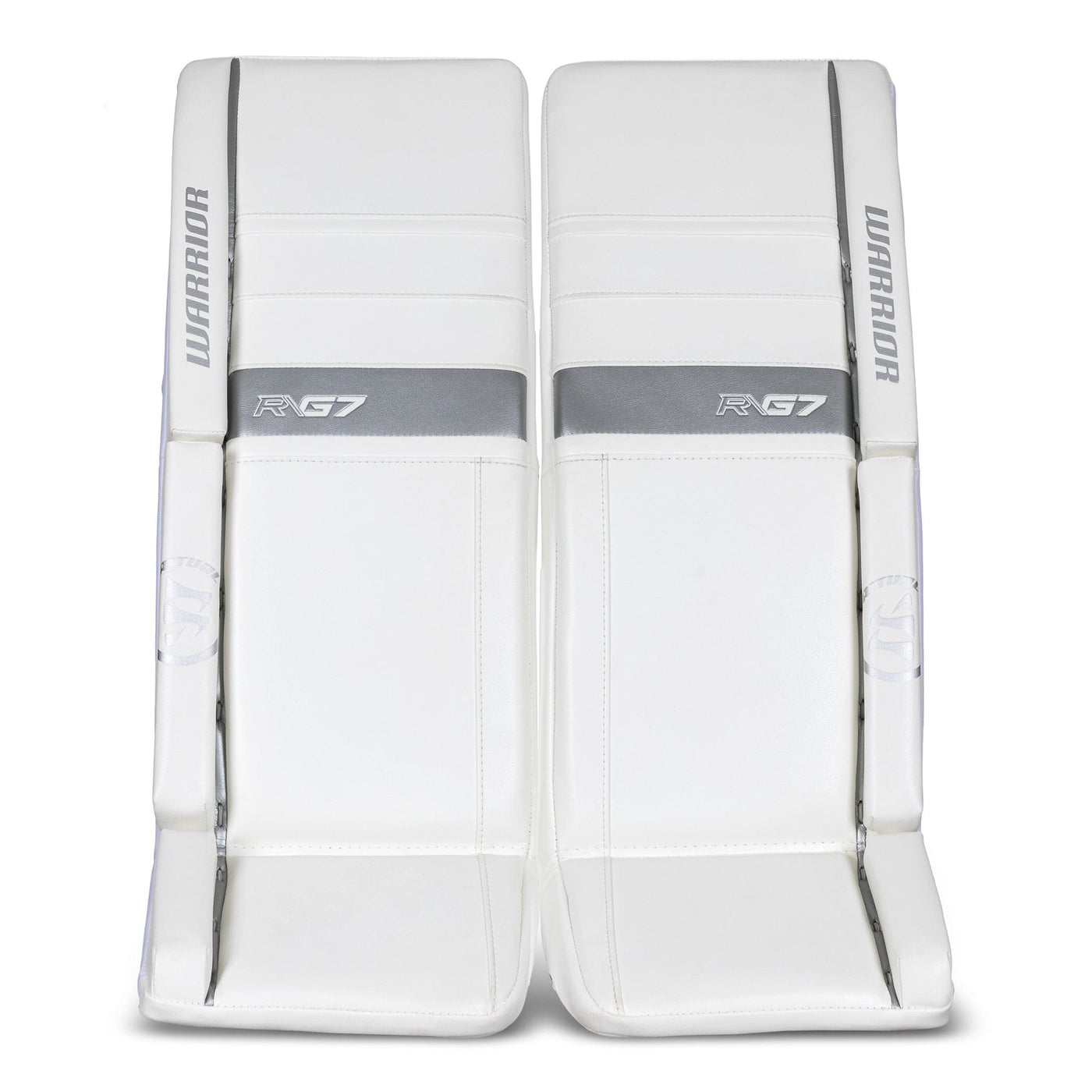 Warrior RTL G7 Pro Stock Senior Goalie Leg Pads - White / Silver - TheHockeyShop.com