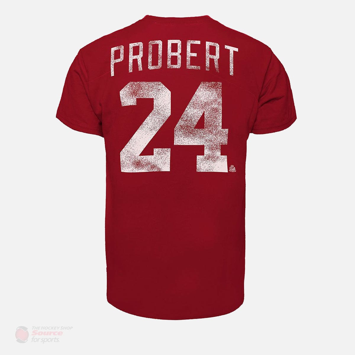 Mens Chicago Blackhawks Bob Probert Old Time Hockey Red Name & Number T- Shirt
