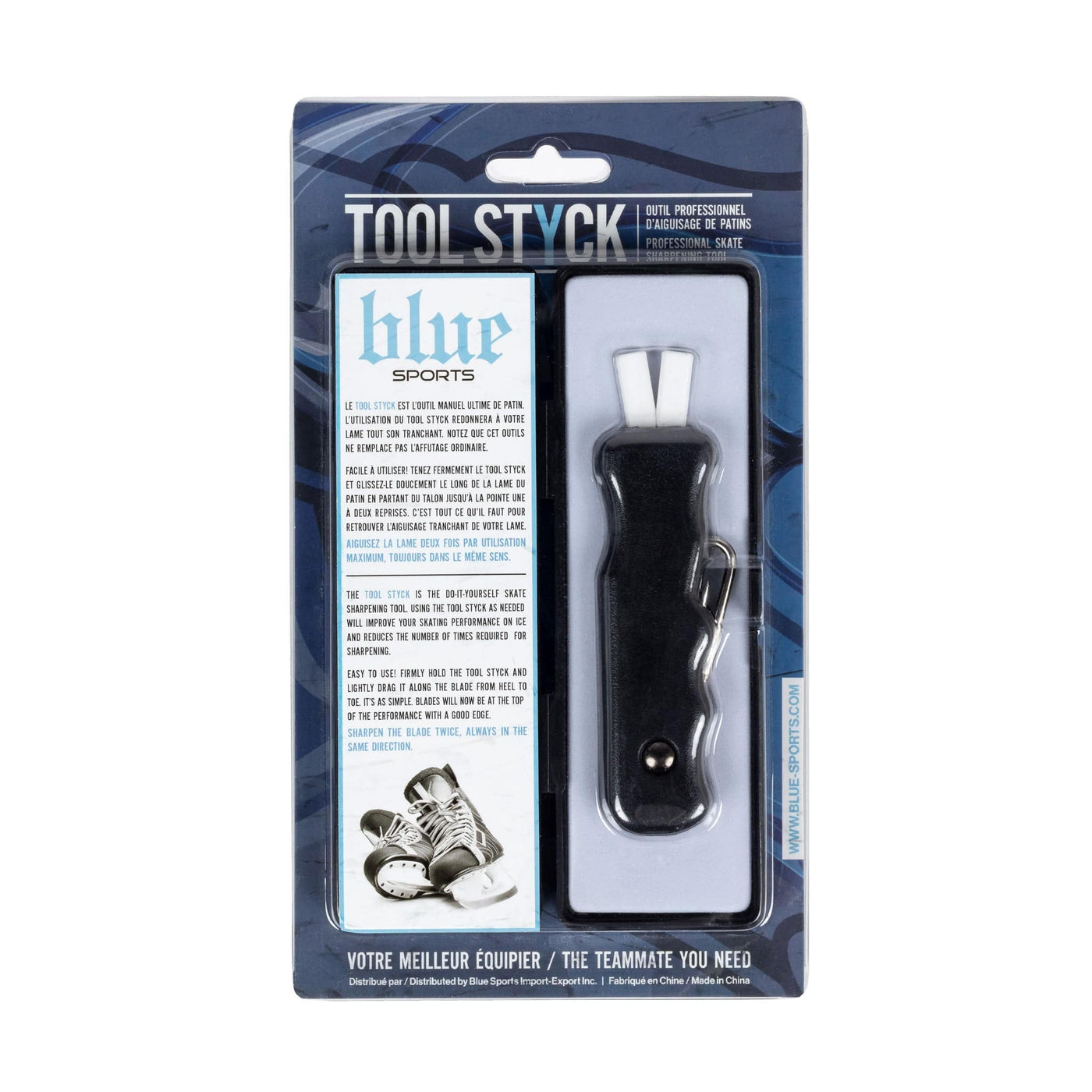 Blue Sports Tool Styck Sharpener with Hook and Screwdriver