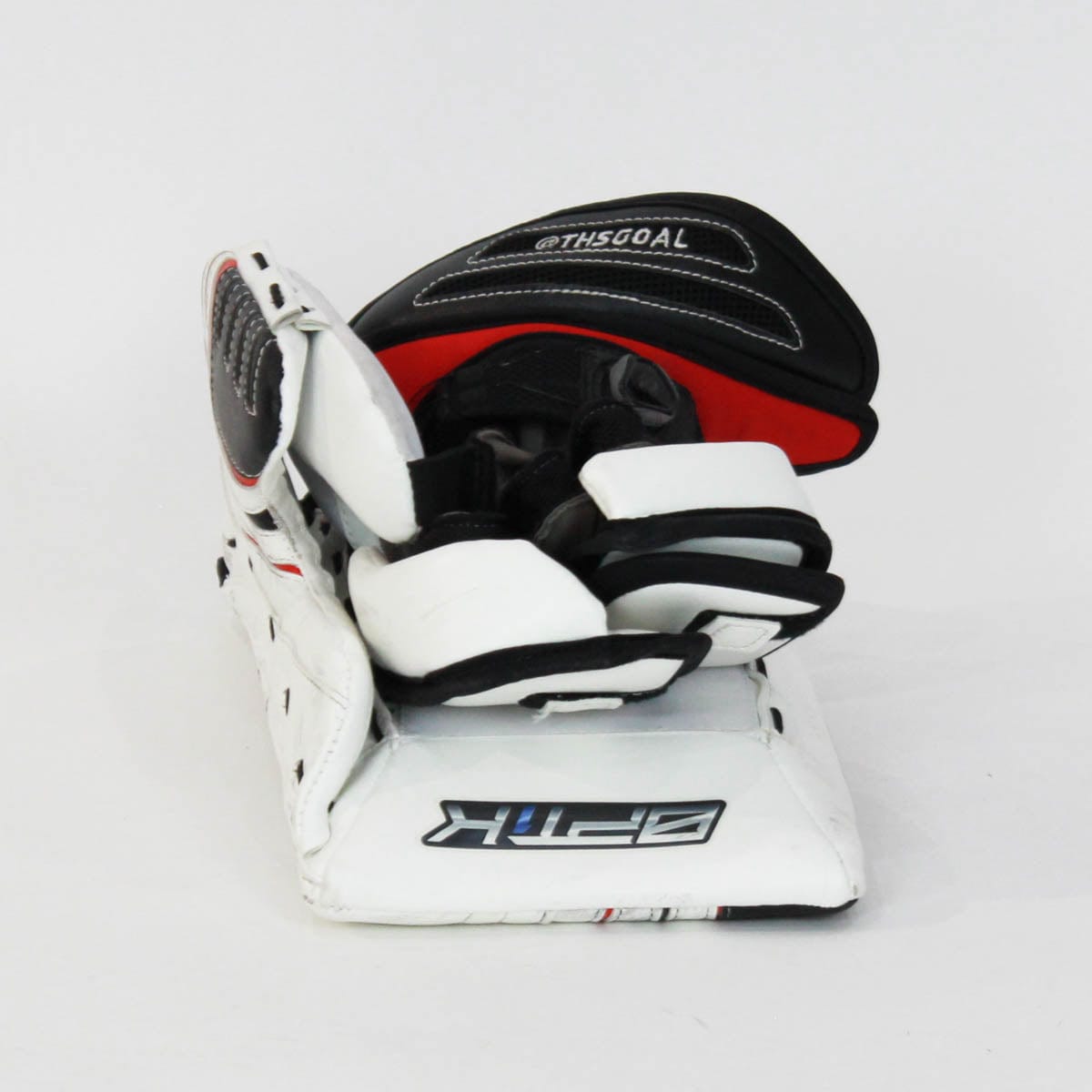 Brian's Full Sets (Demo) Brian's OPTiK Senior Goalie Blocker - Demo B - White / Red / Black / Regular - TheHockeyShop