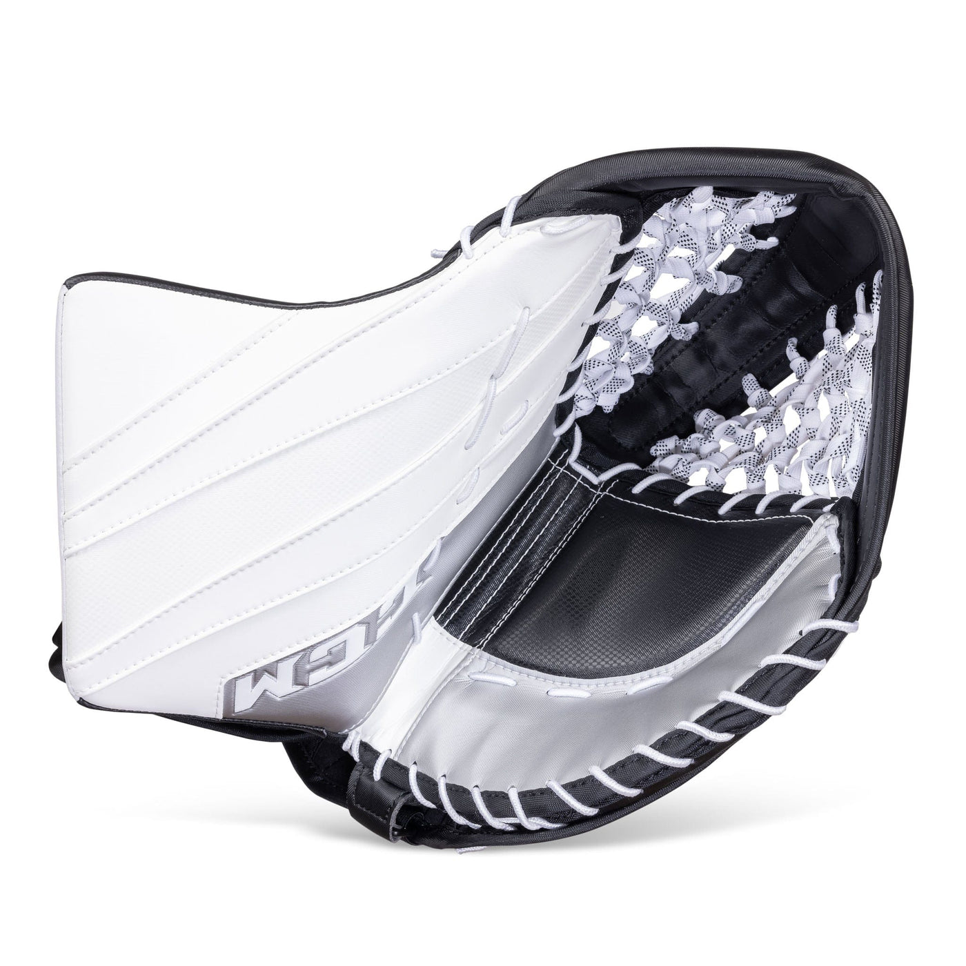 CCM Catchers CCM Extreme Flex E5.5 Senior Goalie Catcher - Source Exclusive White / White / Black / Silver / Regular - TheHockeyShop