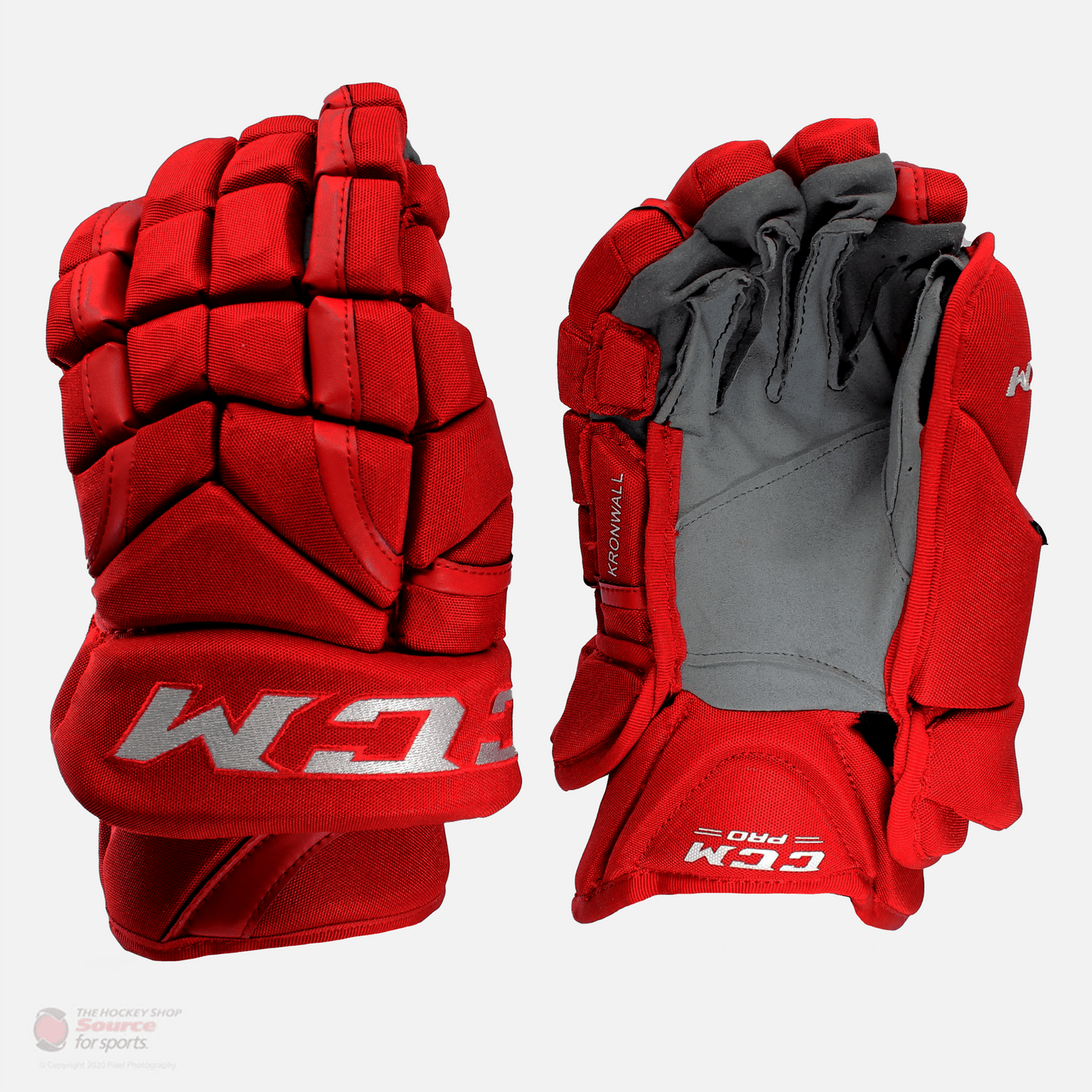 CCM HG12SP Pro Stock Hockey Gloves - Niklas Kronwall - Grey Palm - Detroit Red Wings