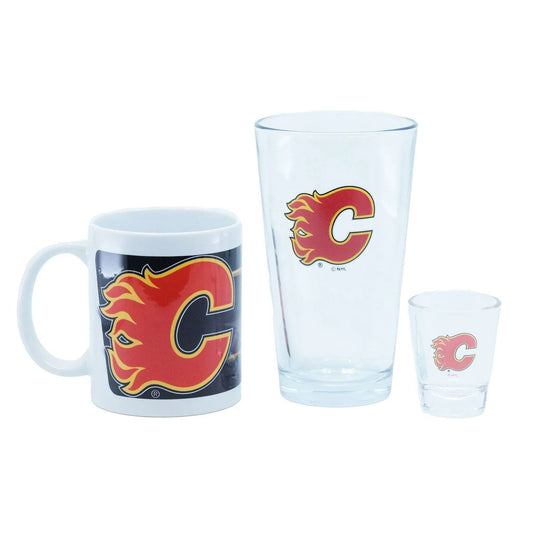 Calgary Flames Sports Vault NHL Glass Gift Set - 3 Pack Clear / 3-Pack - The Hockey Shop