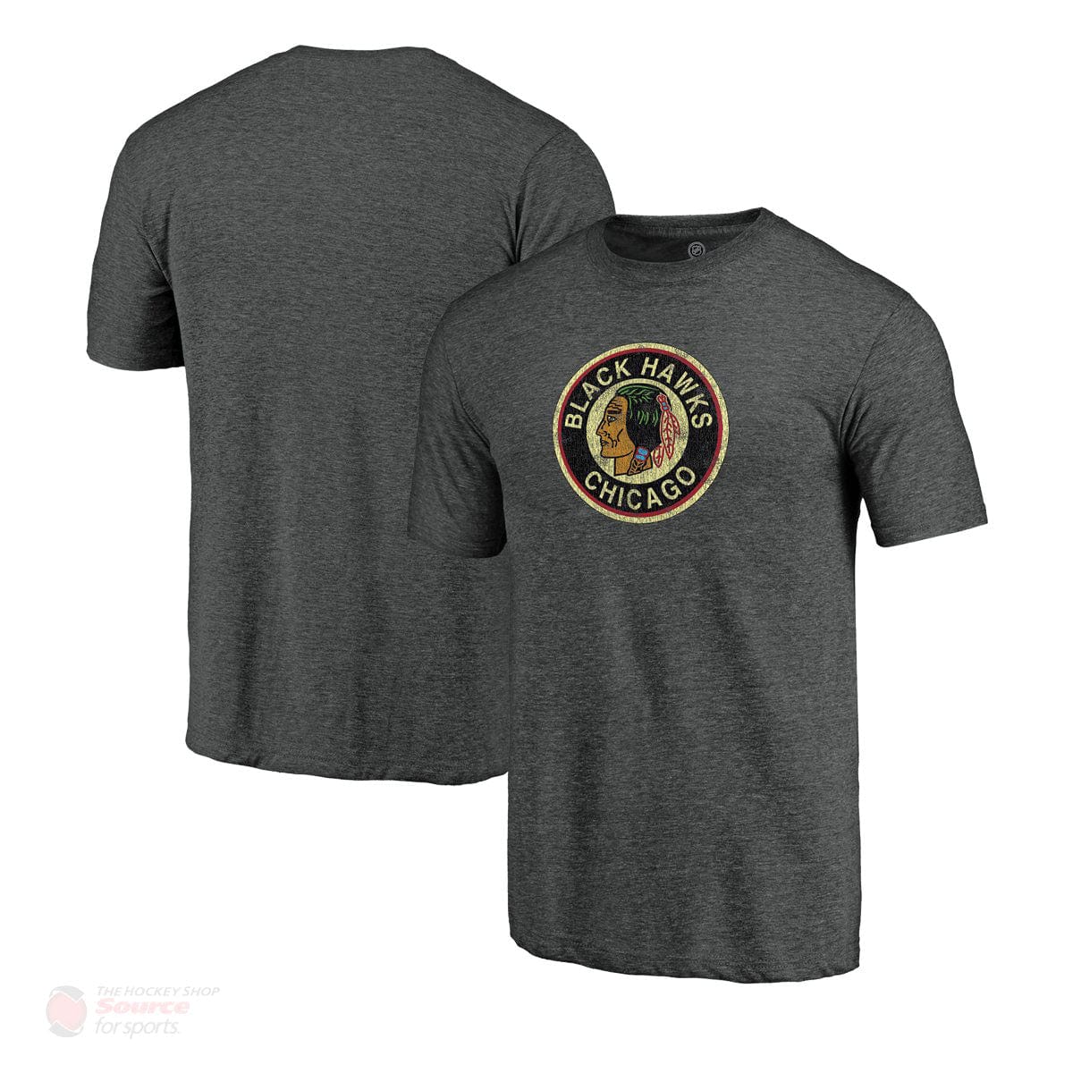Chicago Blackhawks Fanatics Distressed Vintage Tri-Blend Mens Shirt