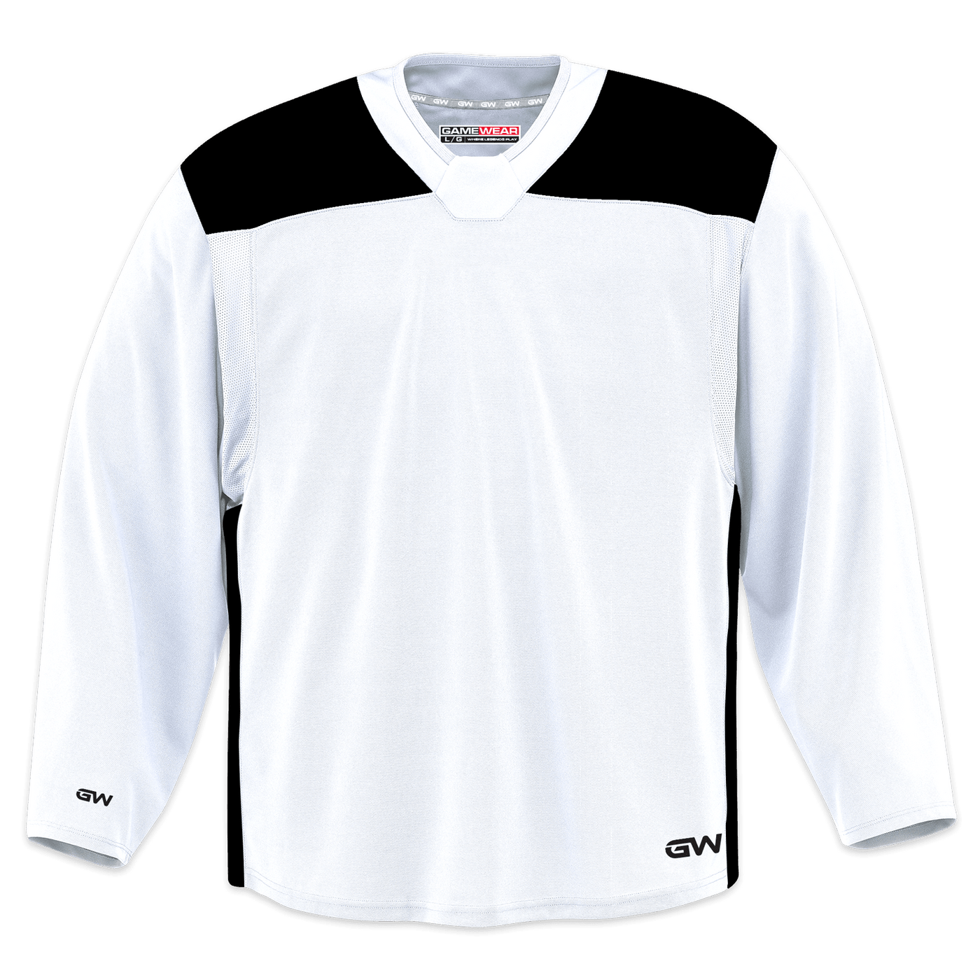 GameWear GW6500 ProLite Series Senior Hockey Practice Jersey - White / Black - The Hockey Shop Source For Sports
