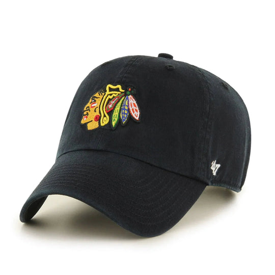 47 Brand NHL Clean Up Adjustable Hat - Chicago Blackhawks Black / OSFA - The Hockey Shop