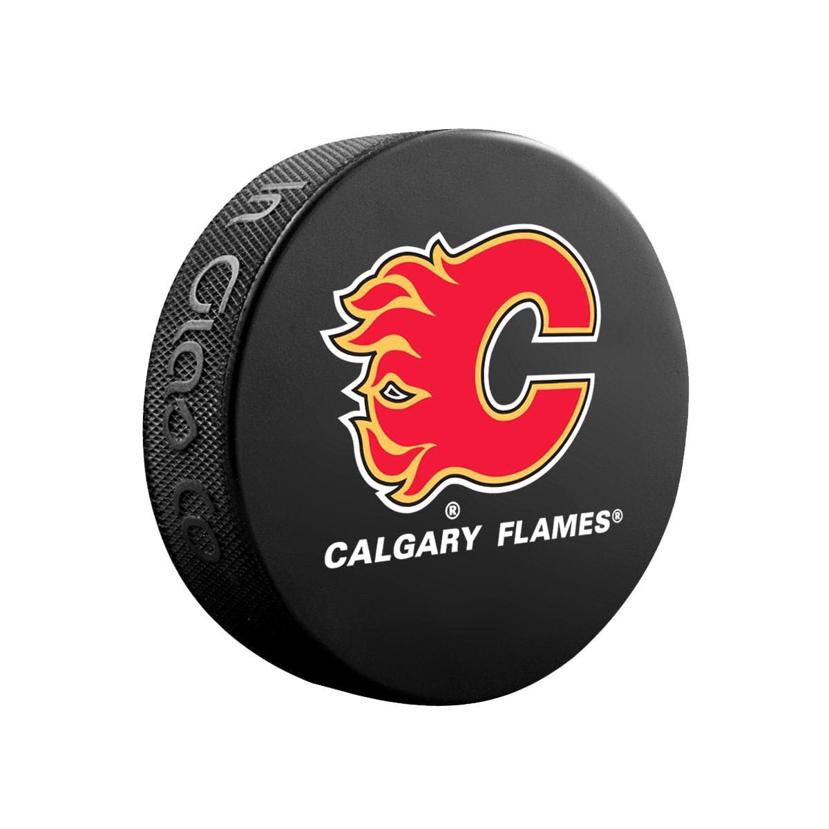 Calgary Flames Inglasco NHL Basic Logo Hockey Puck - The Hockey Shop Source For Sports