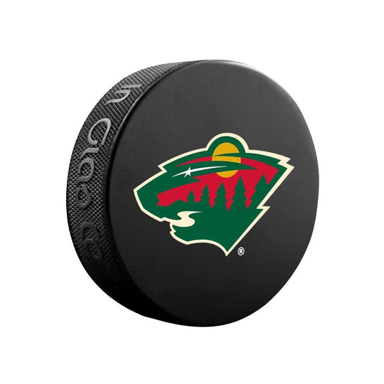 Minnesota Wild Inglasco NHL Basic Logo Hockey Puck Black / Wild - The Hockey Shop
