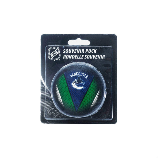 Vancouver Canucks Inglasco NHL Stitch Logo Hockey Puck Black / Canucks - The Hockey Shop