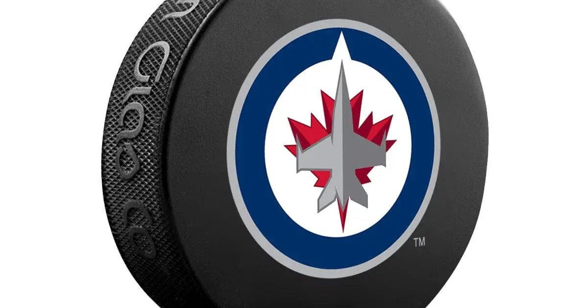 Rondelle de match officielle Inglasco de la saison du 15e anniversaire des Jets de Winnipeg Rondelle de match officielle Inglasco de la saison du 15e anniversaire des Jets de Winnipeg
