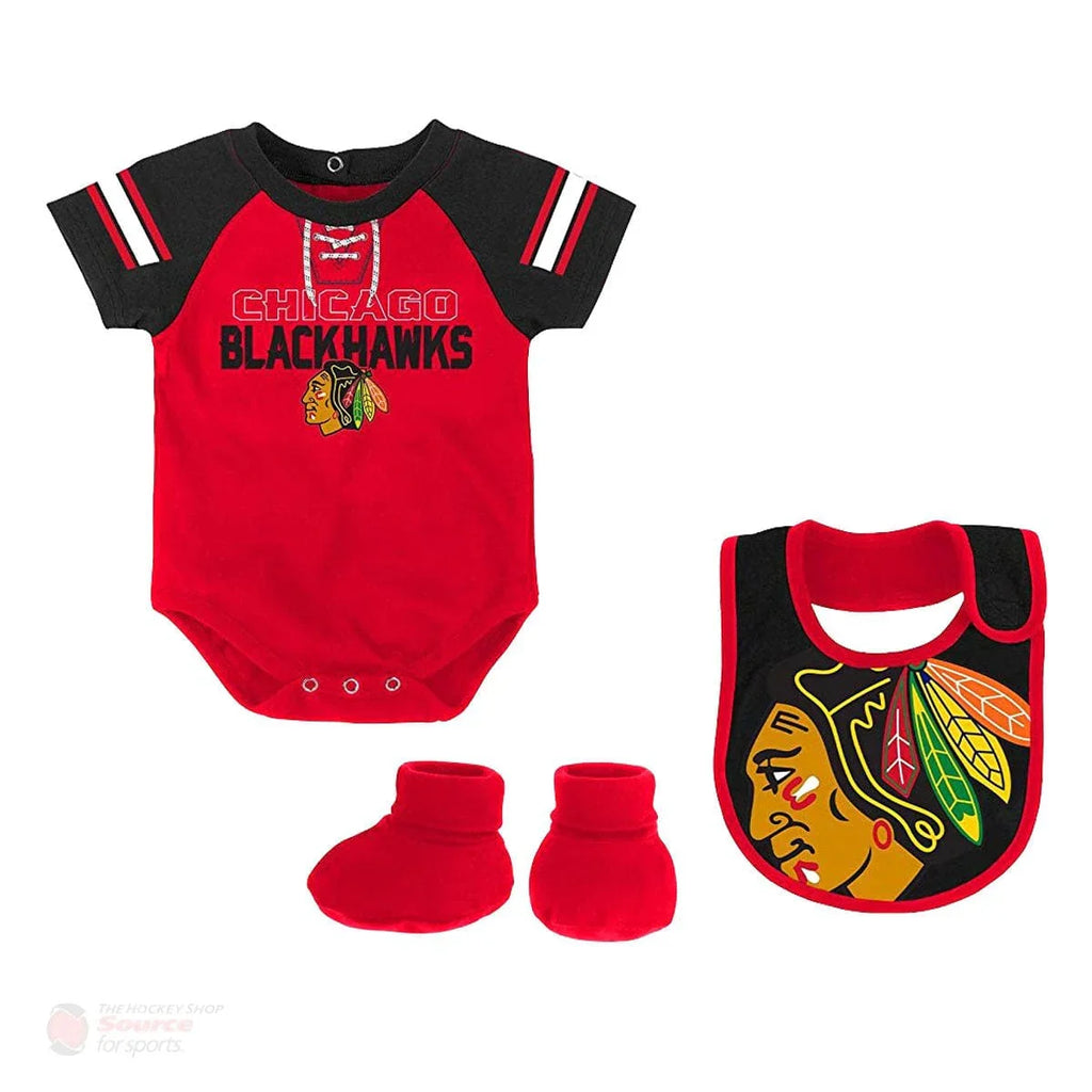 Chicago Blackhawks Outer Stuff NHL Little D Man Baby Set Piece