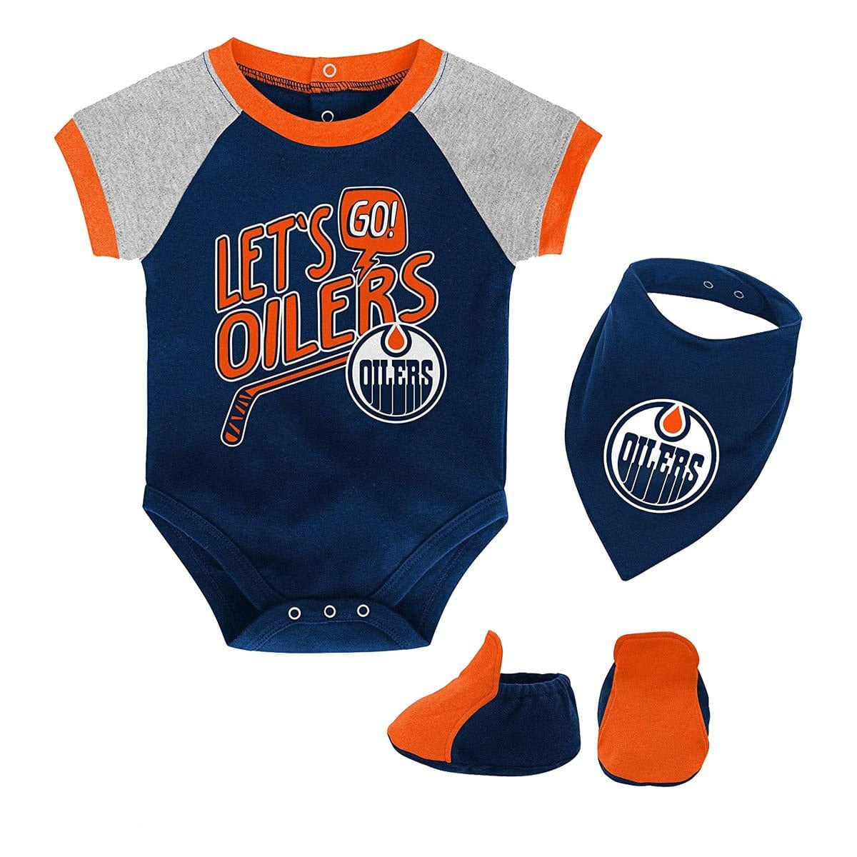 Outer Stuff NHL Let's Go Team Newborn Creeper Baby Bib & Bootie Set