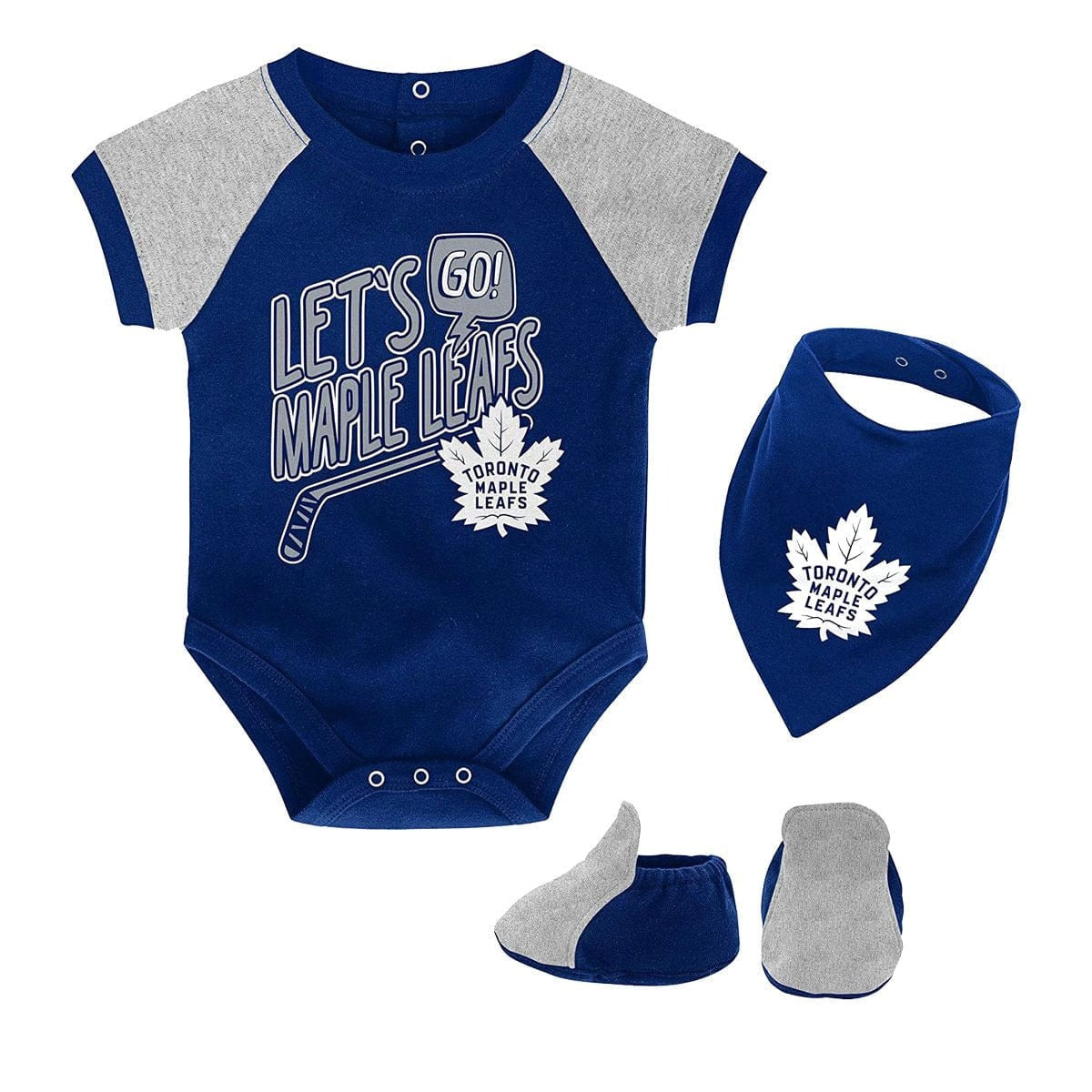 Toronto Maple Leafs Outer Stuff NHL Let's Go Team Creeper Baby Bib & Bootie Set