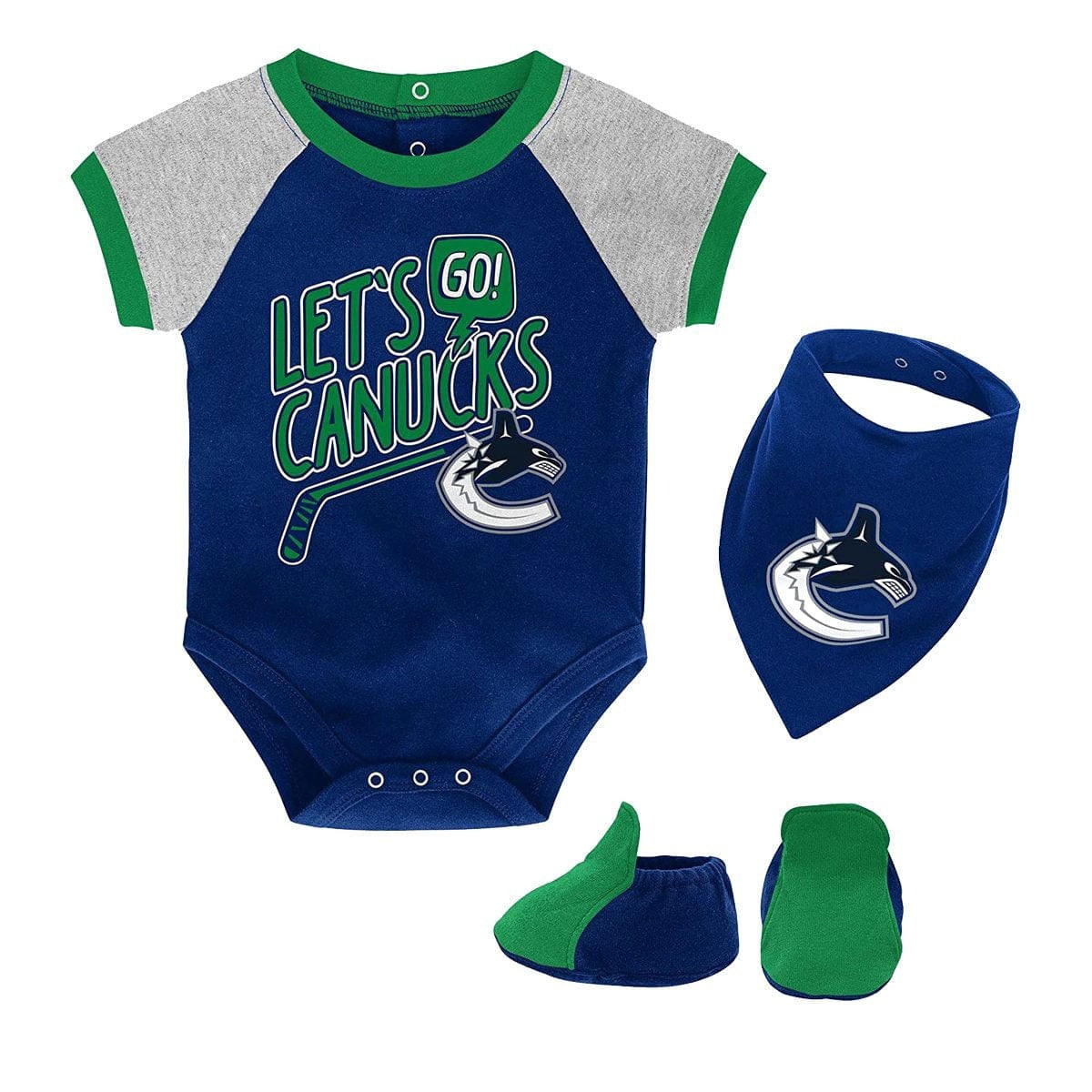 Outer Stuff NHL Let's Go Team Infant Creeper Baby Bib & Bootie Set
