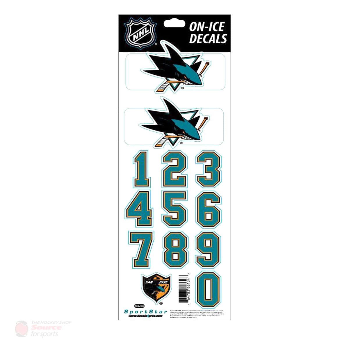 San Jose Sharks Sidelines NHL Team Logo Helmet Decals - The Hockey Shop Source For Sports
