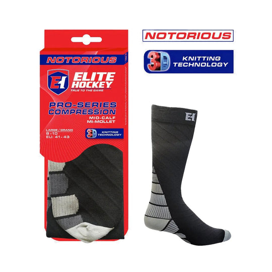 Elite Notorious Pro Tech Compression Skate Socks - Calf Black / M - The Hockey Shop