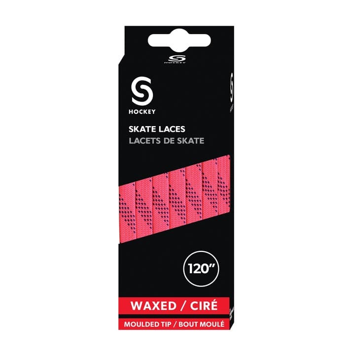 Source for Sports Waxed Hockey Skate Laces - Neon Pink / Navy - The Hockey Shop Source For Sports
