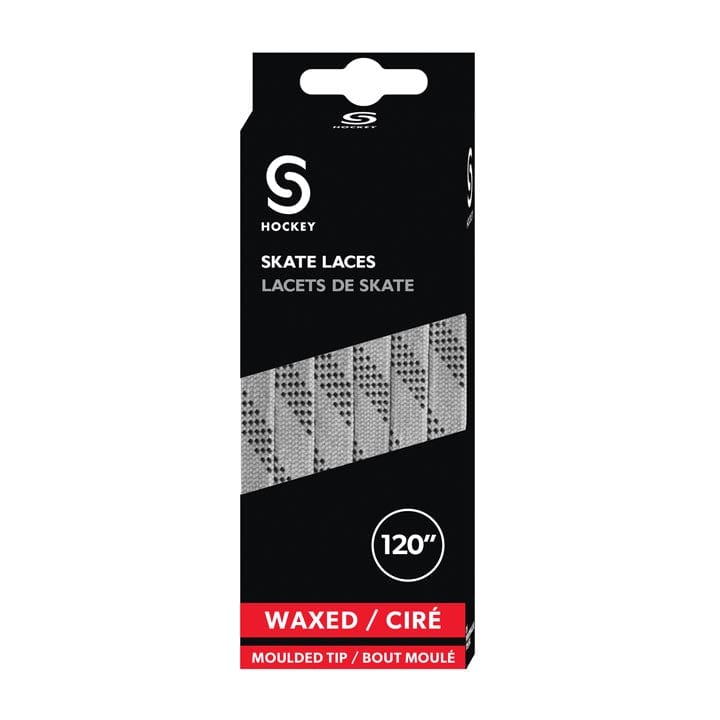 Source for Sports Waxed Hockey Skate Laces - Silver Grey / Black - The Hockey Shop Source For Sports
