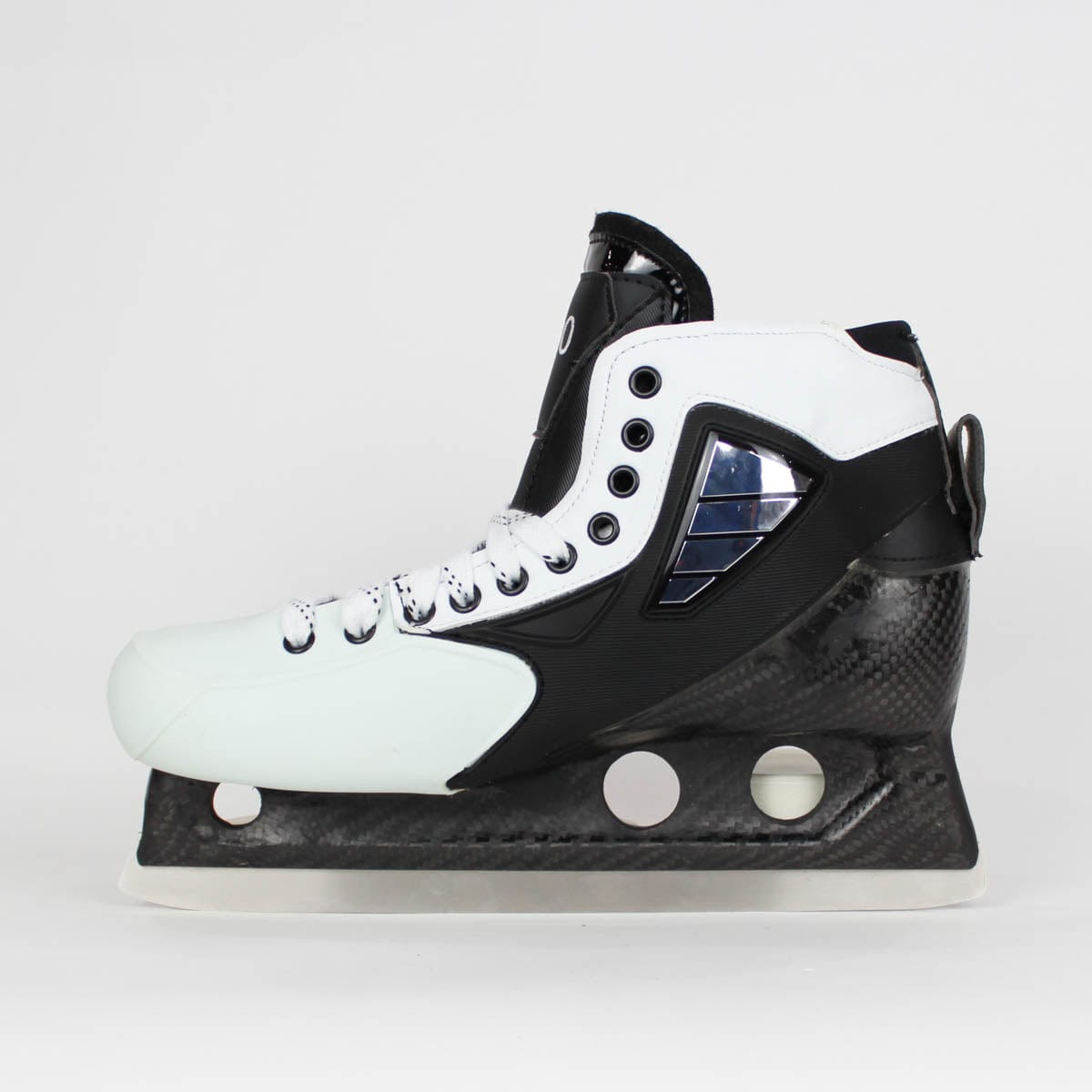 TRUE Senior One Piece Goalie Skates - Pro Stock - White Side/Toe - "70/71" - Size 10