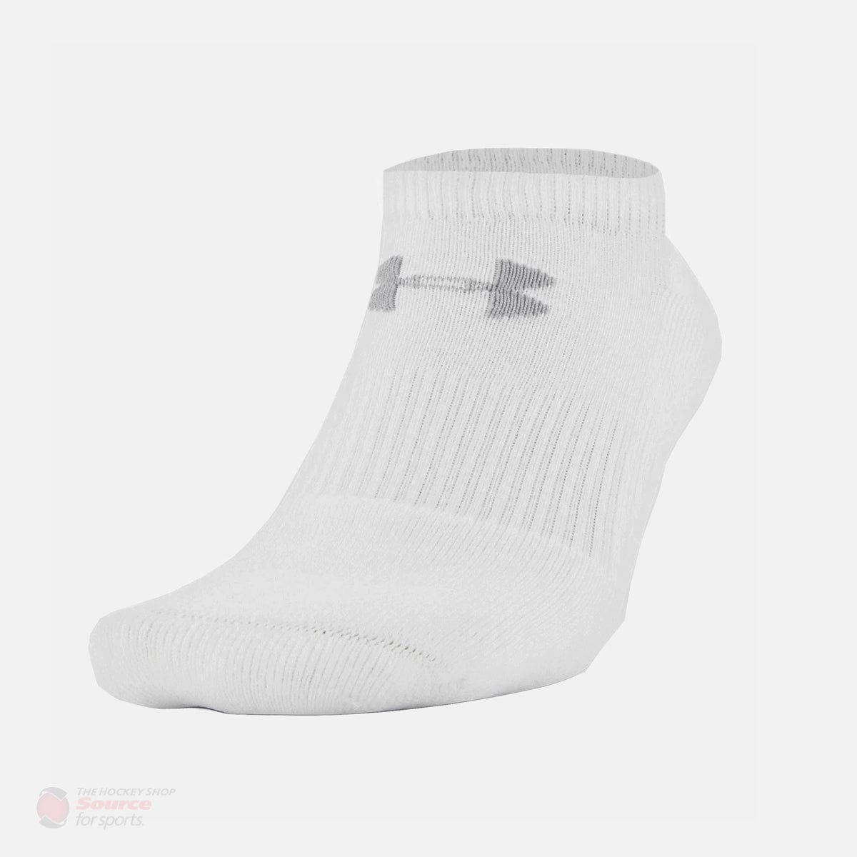 Under Armour Charged Cotton No Show White Performance Socks - 6 Pack