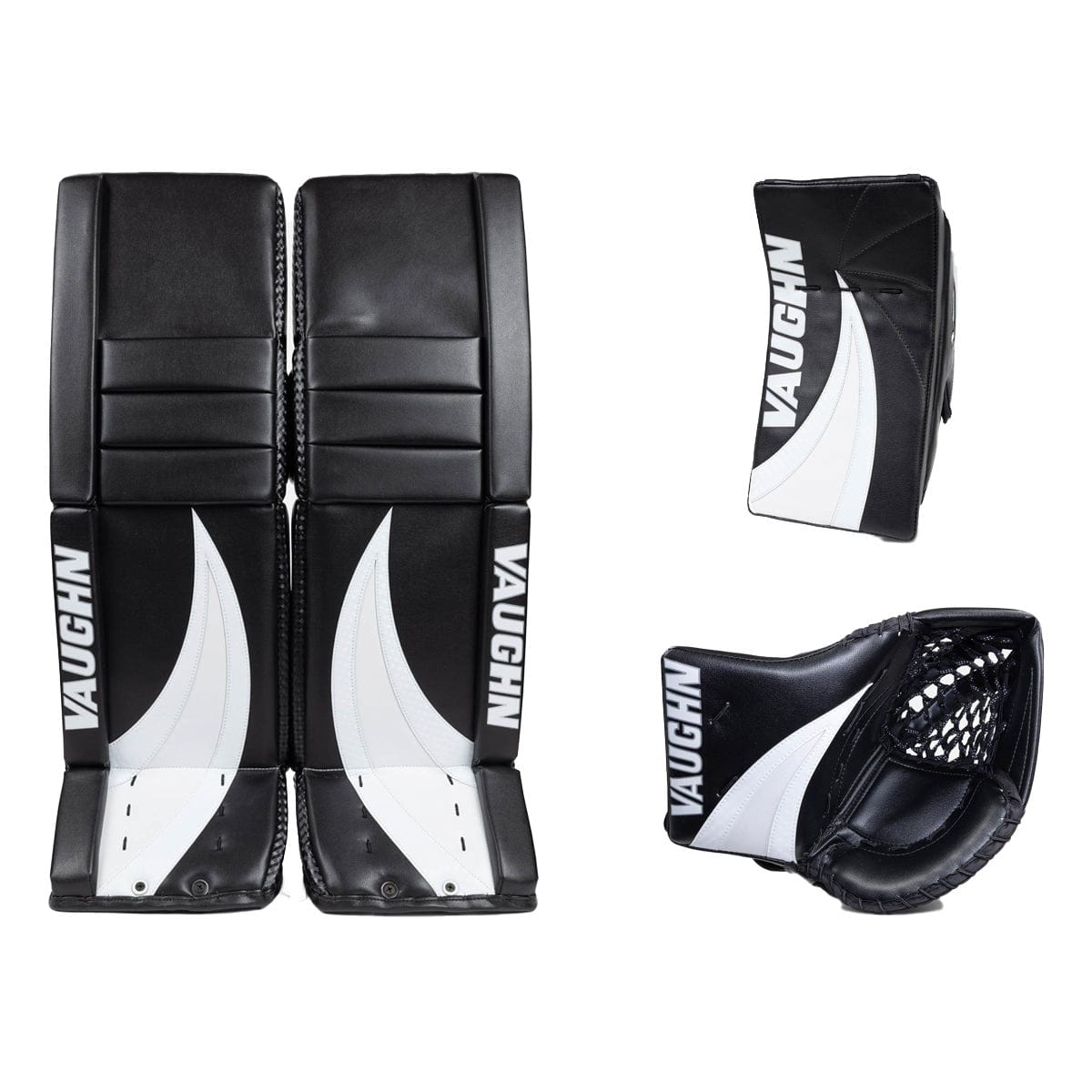 Vaughn Velocity V9 Pro Carbon Senior Goalie Full Set - Black / White Swirl Graphic