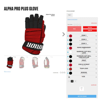 Warrior Alpha Pro Plus Custom Hockey Gloves